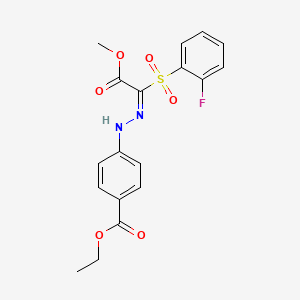 ethyl 4-((2E)-2-{1-[(2-fluorophenyl)sulfonyl]-2-methoxy-2-oxoethylidene}hydrazino)benzoate