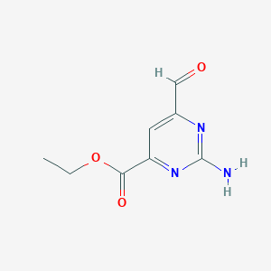 molecular formula C8H9N3O3 B14860850 Ethyl 2-amino-6-formylpyrimidine-4-carboxylate 