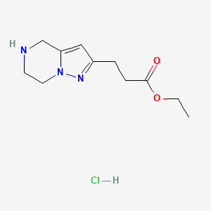 molecular formula C11H18ClN3O2 B1486086 Ethyl 3-(4,5,6,7-tetrahydropyrazolo[1,5-a]pyrazin-2-yl)propanoate hydrochloride CAS No. 2203842-71-9