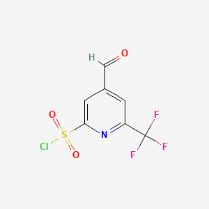 molecular formula C7H3ClF3NO3S B14860861 4-Formyl-6-(trifluoromethyl)pyridine-2-sulfonyl chloride 