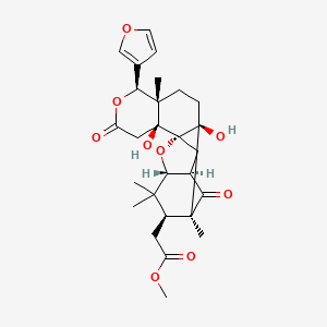 molecular formula C27H34O9 B14860921 methyl 2-[(1S,2S,5S,6S,10S,11R,13R,14R,16S)-6-(furan-3-yl)-2,10-dihydroxy-1,5,15,15-tetramethyl-8,17-dioxo-7,18-dioxapentacyclo[11.3.1.111,14.02,11.05,10]octadecan-16-yl]acetate 