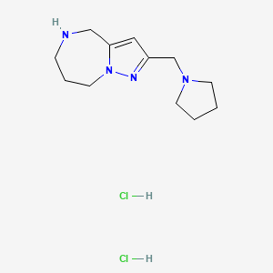 molecular formula C12H22Cl2N4 B1486100 2-(1-Pyrrolidinylmethyl)-5,6,7,8-tetrahydro-4H-pyrazolo[1,5-a][1,4]diazepine dihydrochloride CAS No. 2204054-12-4