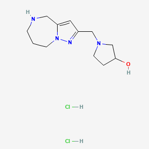 molecular formula C12H22Cl2N4O B1486103 1-(5,6,7,8-Tetrahydro-4H-pyrazolo[1,5-a][1,4]diazepin-2-ylmethyl)-3-pyrrolidinol dihydrochloride CAS No. 2203071-03-6