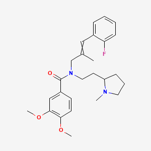 N-[3-(2-fluorophenyl)-2-methylprop-2-enyl]-3,4-dimethoxy-N-[2-(1-methylpyrrolidin-2-yl)ethyl]benzamide