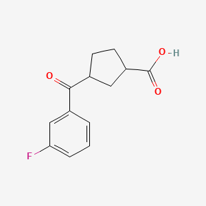 molecular formula C13H13FO3 B14861246 3-(3-Fluorobenzoyl)cyclopentane-1-carboxylic acid 