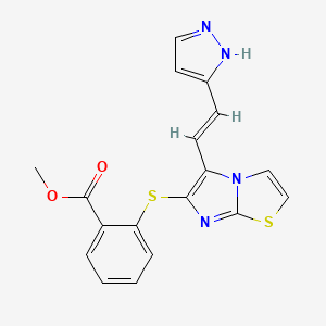 methyl 2-({5-[(E)-2-(1H-pyrazol-5-yl)ethenyl]imidazo[2,1-b][1,3]thiazol-6-yl}sulfanyl)benzoate