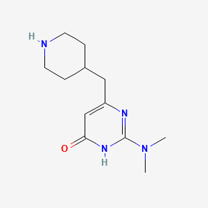 molecular formula C12H20N4O B14861359 2-(Dimethylamino)-6-[(piperidin-4-yl)methyl]pyrimidin-4-ol 