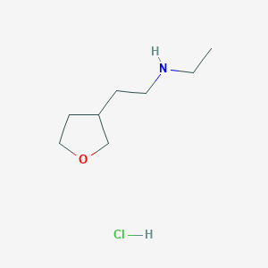 molecular formula C8H18ClNO B1486137 N-Ethyl-2-tetrahydro-3-furanyl-1-ethanamine hydrochloride CAS No. 2205384-63-8