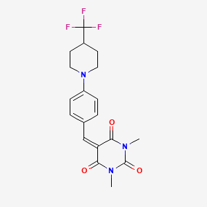 molecular formula C19H20F3N3O3 B14861429 1,3-dimethyl-5-({4-[4-(trifluoromethyl)piperidino]phenyl}methylene)-2,4,6(1H,3H,5H)-pyrimidinetrione 