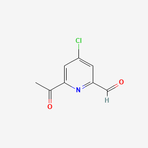 molecular formula C8H6ClNO2 B14861459 6-Acetyl-4-chloropyridine-2-carbaldehyde 