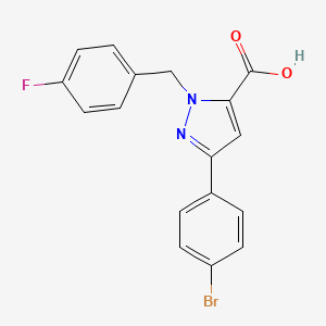 molecular formula C17H12BrFN2O2 B14861496 1-(4-Fluorobenzyl)-3-(4-bromophenyl)-1H-pyrazole-5-carboxylic acid 