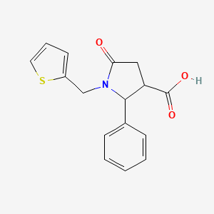 molecular formula C16H15NO3S B1486152 5-Oxo-2-phenyl-1-(2-thienylmethyl)-3-pyrrolidinecarboxylic acid CAS No. 2203071-32-1