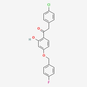 molecular formula C21H16ClFO3 B14861522 1-(4-(4-Fluorobenzyloxy)-2-hydroxyphenyl)-2-(4-chlorophenyl)ethanone 