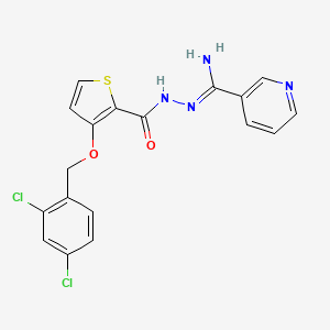 3-[(2,4-dichlorobenzyl)oxy]-N'-[imino(3-pyridinyl)methyl]-2-thiophenecarbohydrazide