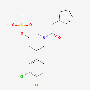 molecular formula C19H27Cl2NO4S B1486166 4-[(2-Cyclopentylacetyl)(methyl)amino]-3-(3,4-dichlorophenyl)butyl methanesulfonate CAS No. 2205504-50-1