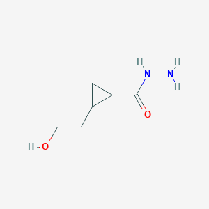 molecular formula C6H12N2O2 B1486173 2-(2-Hydroxyethyl)cyclopropanecarbohydrazide CAS No. 2167077-28-1