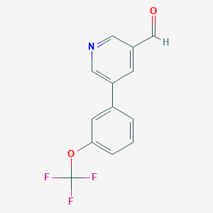 molecular formula C13H8F3NO2 B14861786 5-(3-(Trifluoromethoxy)phenyl)nicotinaldehyde 