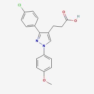 molecular formula C19H17ClN2O3 B14861793 3-(3-(4-Chlorophenyl)-1-(4-methoxyphenyl)-1H-pyrazol-4-yl)propanoic acid 