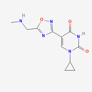 molecular formula C11H13N5O3 B14861836 1-cyclopropyl-5-(5-((methylamino)methyl)-1,2,4-oxadiazol-3-yl)pyrimidine-2,4(1H,3H)-dione 