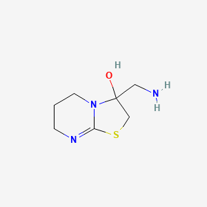 molecular formula C7H13N3OS B1486185 3-(Aminomethyl)-2,3,6,7-tetrahydro-5H-[1,3]thiazolo[3,2-a]pyrimidin-3-ol CAS No. 2169072-62-0