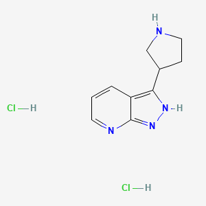 molecular formula C10H14Cl2N4 B1486186 3-(3-Pyrrolidinyl)-1H-pyrazolo[3,4-b]pyridine dihydrochloride CAS No. 2203071-23-0