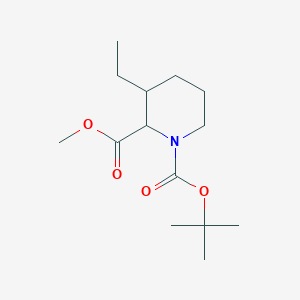 molecular formula C14H25NO4 B1486189 1-(tert-Butyl) 2-methyl 3-ethyl-1,2-piperidinedicarboxylate CAS No. 2197421-19-3