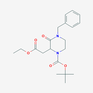 molecular formula C20H28N2O5 B1486197 tert-Butyl 4-benzyl-2-(2-ethoxy-2-oxoethyl)-3-oxo-1-piperazinecarboxylate CAS No. 2197410-85-6