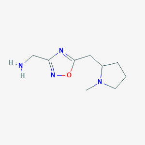 molecular formula C9H16N4O B14862124 (5-((1-Methylpyrrolidin-2-yl)methyl)-1,2,4-oxadiazol-3-yl)methanamine 