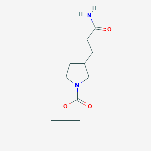 molecular formula C12H22N2O3 B1486216 tert-Butyl 3-(3-amino-3-oxopropyl)-1-pyrrolidinecarboxylate CAS No. 2167587-26-8