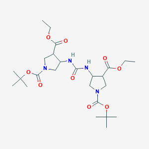 molecular formula C25H42N4O9 B1486219 1-(tert-Butyl) 3-ethyl 4-[({[1-(tert-butoxycarbonyl)-4-(ethoxycarbonyl)-3-pyrrolidinyl]amino}carbonyl)amino]-1,3-pyrrolidinedicarboxylate CAS No. 2203015-53-4