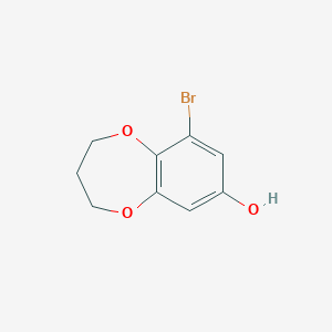 molecular formula C9H9BrO3 B14862199 9-bromo-3,4-dihydro-2H-benzo[b][1,4]dioxepin-7-ol 