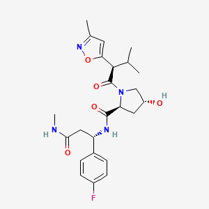 molecular formula C24H31FN4O5 B14862255 (2S,4R)-N-((S)-1-(4-Fluorophenyl)-3-(methylamino)-3-oxopropyl)-4-hydroxy-1-((R)-3-methyl-2-(3-methylisoxazol-5-yl)butanoyl)pyrrolidine-2-carboxamide 