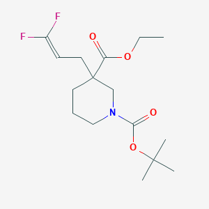 molecular formula C16H25F2NO4 B1486231 1-(tert-Butyl) 3-ethyl 3-(3,3-difluoro-2-propenyl)-1,3-piperidinedicarboxylate CAS No. 2206967-16-8