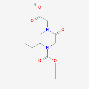 molecular formula C14H24N2O5 B14862427 4-Carboxymethyl-2-isopropyl-5-oxo-piperazine-1-carboxylic acid tert-butyl ester 