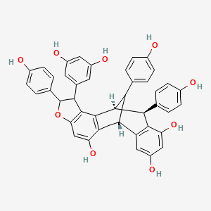 (1S,11R,18S)-4-(3,5-dihydroxyphenyl)-5,18,19-tris(4-hydroxyphenyl)-6-oxapentacyclo[9.7.1.02,10.03,7.012,17]nonadeca-2(10),3(7),8,12(17),13,15-hexaene-9,14,16-triol