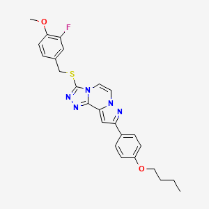 9-(4-Butoxyphenyl)-3-[(3-fluoro-4-methoxybenzyl)sulfanyl]pyrazolo[1,5-a][1,2,4]triazolo[3,4-c]pyrazine