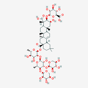 molecular formula C58H90O28 B14862581 (2S,3S,4S,5R,6R)-6-[[(2S,3R,4S,4aR,6aR,6bS,8aS,12aS,14aR,14bR)-4-carboxy-8a-[(2S,3R,4R,5R,6S)-4,5-dihydroxy-3-[(2S,3R,4S,5S,6S)-3-hydroxy-6-methyl-4,5-bis[[(2R,3R,4S,5R)-3,4,5-trihydroxyoxan-2-yl]oxy]oxan-2-yl]oxy-6-methyloxan-2-yl]oxycarbonyl-2-hydroxy-4,6a,6b,11,11,14b-hexamethyl-1,2,3,4a,5,6,7,8,9,10,12,12a,14,14a-tetradecahydropicen-3-yl]oxy]-3,4,5-trihydroxyoxane-2-carboxylic acid 