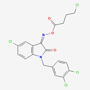 molecular formula C19H14Cl4N2O3 B14862585 5-chloro-3-{[(4-chlorobutanoyl)oxy]imino}-1-(3,4-dichlorobenzyl)-1,3-dihydro-2H-indol-2-one 