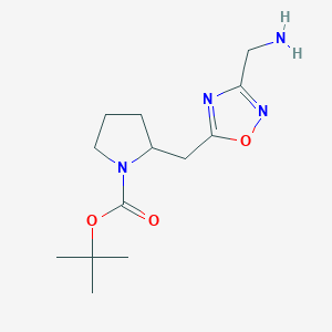 molecular formula C13H22N4O3 B14862597 Tert-butyl 2-((3-(aminomethyl)-1,2,4-oxadiazol-5-yl)methyl)pyrrolidine-1-carboxylate 