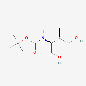 molecular formula C10H21NO4 B148627 Carbamic acid, [(1R,2R)-3-hydroxy-1-(hydroxymethyl)-2-methylpropyl]-, 1,1- CAS No. 137106-00-4