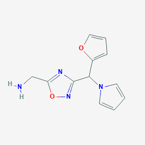 molecular formula C12H12N4O2 B14862760 (3-(furan-2-yl(1H-pyrrol-1-yl)methyl)-1,2,4-oxadiazol-5-yl)methanamine 