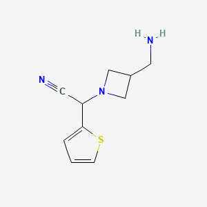 molecular formula C10H13N3S B14863101 2-(3-(Aminomethyl)azetidin-1-yl)-2-(thiophen-2-yl)acetonitrile 