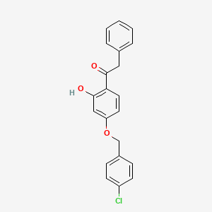 molecular formula C21H17ClO3 B14863179 1-(4-(4-Chlorobenzyloxy)-2-hydroxyphenyl)-2-phenylethanone 