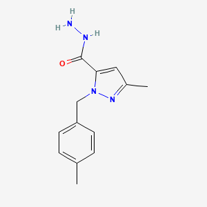 molecular formula C13H16N4O B14863303 1-(4-Methylbenzyl)-3-methyl-1H-pyrazole-5-carbohydrazide 