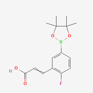 molecular formula C15H18BFO4 B14863684 (E)-3-(2-Fluoro-5-(4,4,5,5-tetramethyl-1,3,2-dioxaborolan-2-yl)phenyl)acrylic acid 