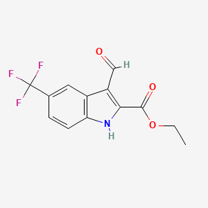 molecular formula C13H10F3NO3 B1486383 3-甲酰基-5-(三氟甲基)-1H-吲哚-2-羧酸乙酯 CAS No. 1360957-83-0
