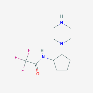 molecular formula C11H18F3N3O B14863830 2,2,2-trifluoro-N-(2-(piperazin-1-yl)cyclopentyl)acetamide 