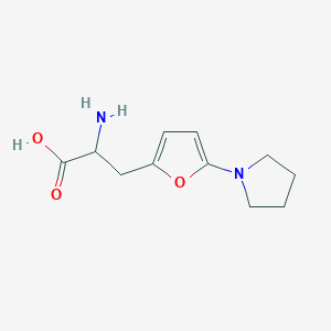 molecular formula C11H16N2O3 B14863940 2-Amino-3-(5-(pyrrolidin-1-yl)furan-2-yl)propanoic acid 