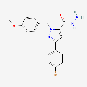 molecular formula C18H17BrN4O2 B14864096 1-(4-Methoxybenzyl)-3-(4-bromophenyl)-1H-pyrazole-5-carbohydrazide 