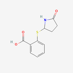 molecular formula C11H11NO3S B14864105 2-[(5-Oxo-2-pyrrolidinyl)sulfanyl]benzenecarboxylic acid 